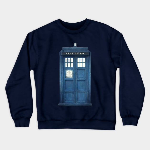 Old Blue Tardis Crewneck Sweatshirt by VivianG